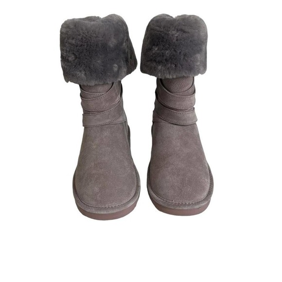 LAMO Women's Cozy Winter Boots Suede Sheepskin Fur Leather Taupe Gray Size 8 - Picture 4 of 6